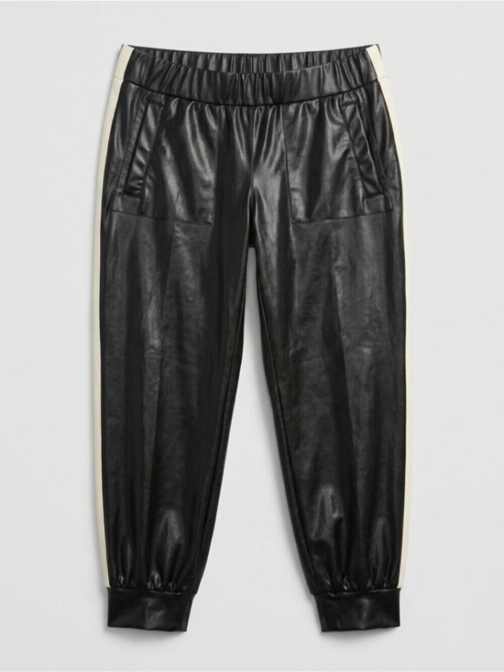 Norma Kamali Black Coated Jogger Pants